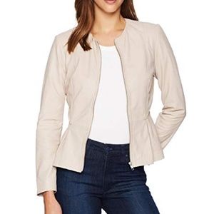 BB Dakota "Clary" peplum leather jacket.